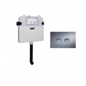 R&T Pneumatic In-Wall Cistern for Wall-Faced Pans, Chrome Buttons